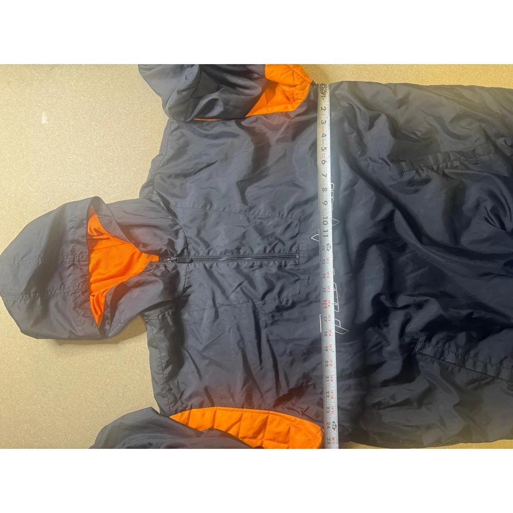 True Religion Mens Anorak Pullover Hooded‎ Jacket Black Orange Size Large